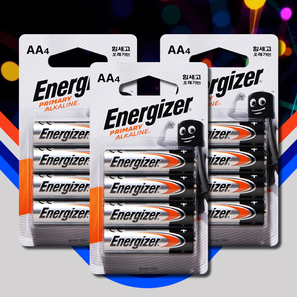에너자이저 AA 건전지 알카라인 건전지 4입 3개 12알 - 메인 이미지
