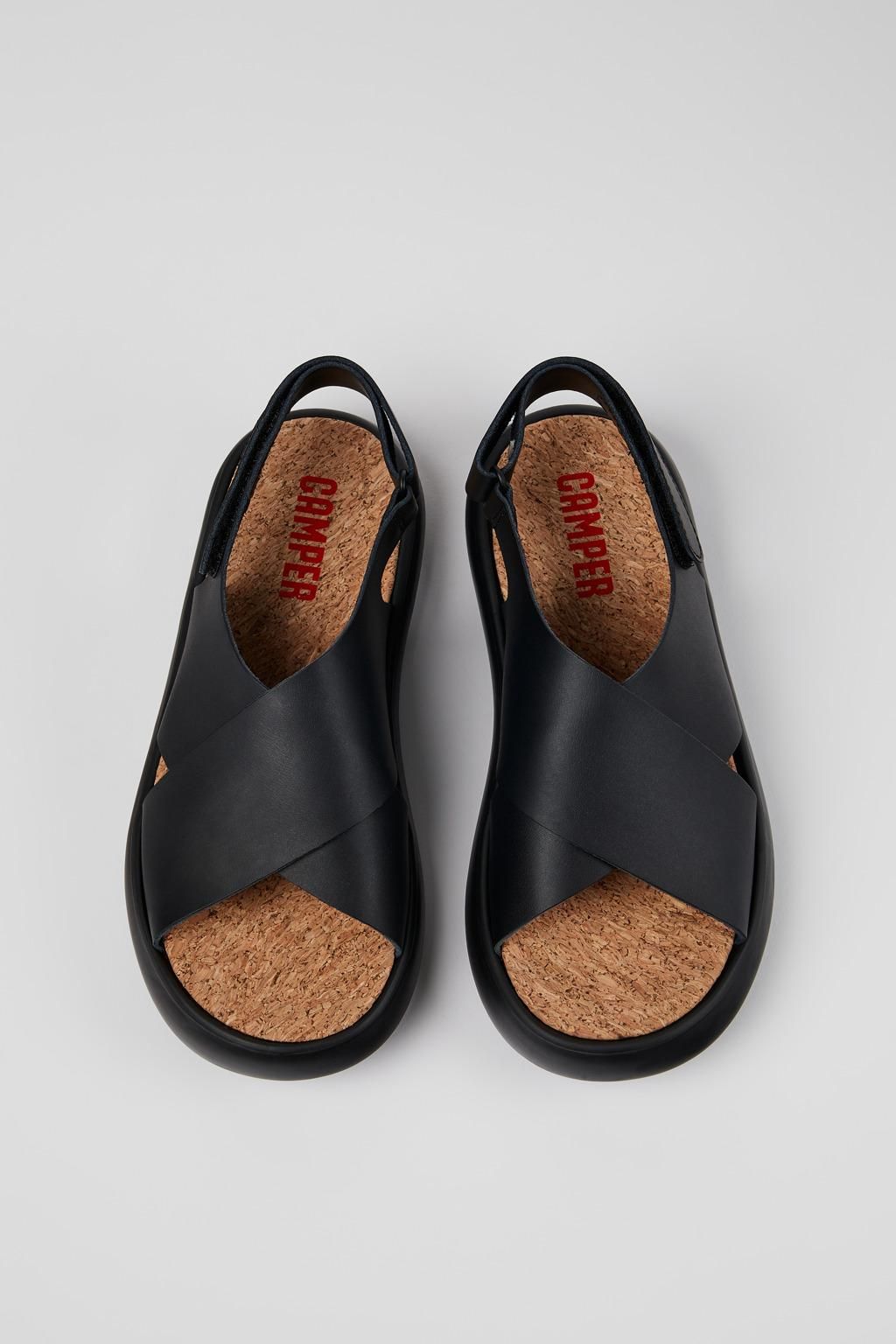 캠퍼 컴포트 크로스 스트랩 블랙 레더 샌들 Pelotas Flota K201666-001 BLACK - 상세 이미지 4