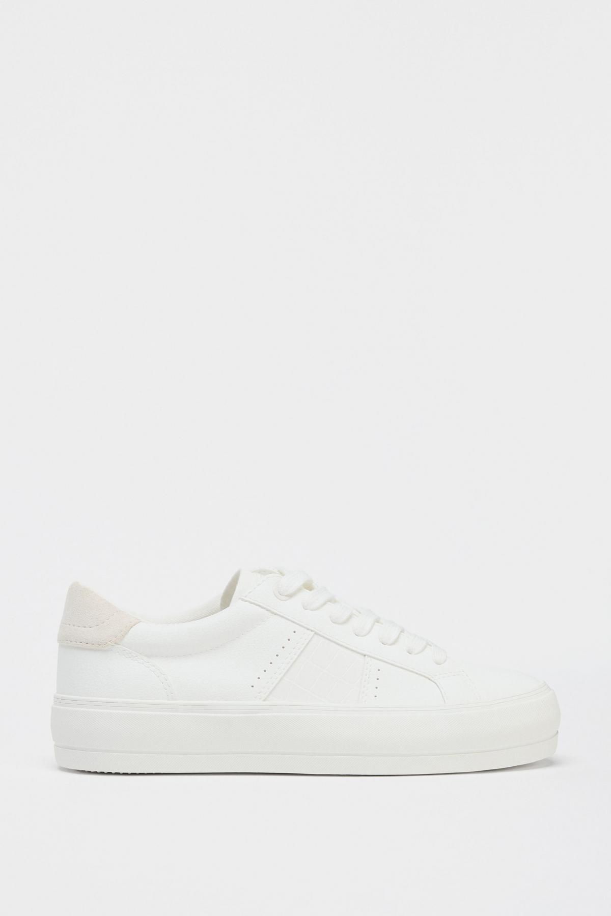 자라 베이직 화이트 테크니컬 스티치 로우탑 스니커즈 5415/610 WHITE - 메인 이미지