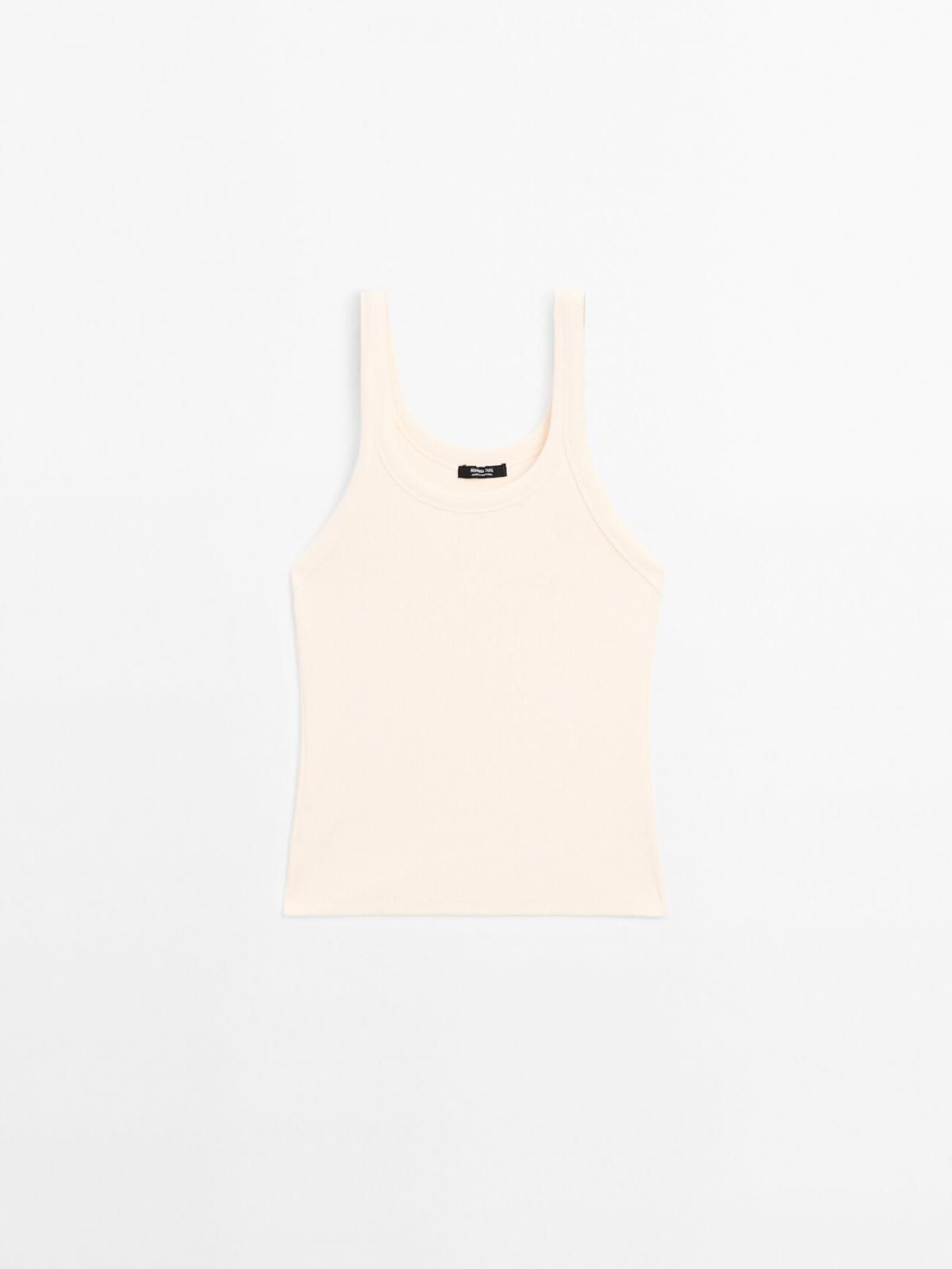 마시모두띠 베이직 코튼블렌드 라운드넥 민소매 탑 6263/918 BEIGE - 상품 이미지