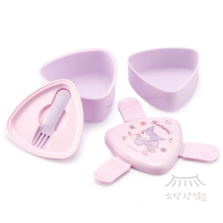 소망상점협력사 쿠로미 삼각형 2단 도시락 (포크포함) 귀여운도시락통 간식통 귀여운도시락