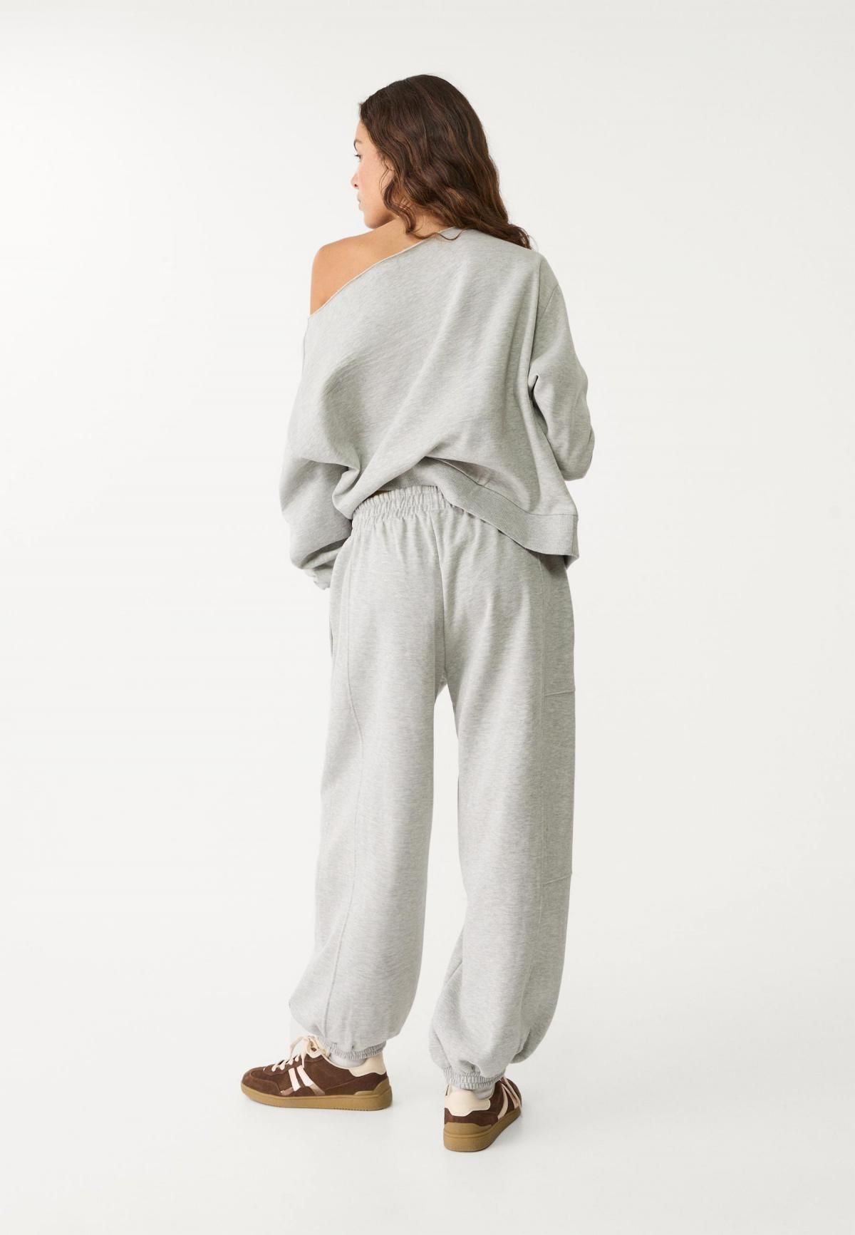 스트라디바리우스 테크니컬 와이드핏 조거 팬츠 벌룬 플러시 7660/589 GREY MELANGE - 상세 이미지 4