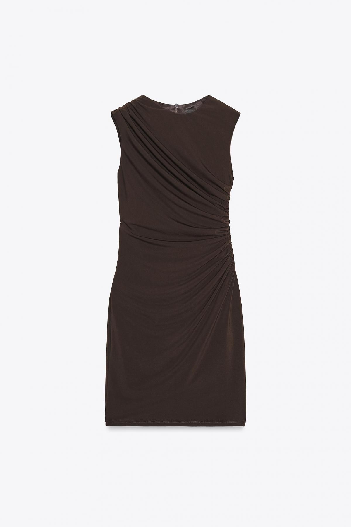 자라 드레이프 슬리브리스 미니 원피스 8063/180 DARK BROWN - 메인 이미지