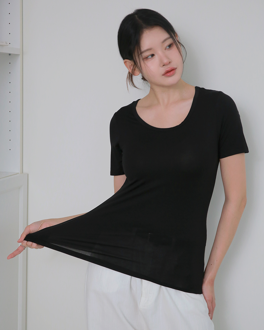 DDO 모달 여성 내복 히트앤웜 상의 긴팔 반팔 겨울 여자 내의 발열 보온 기모이너 슬림핏 - 상세 이미지 2