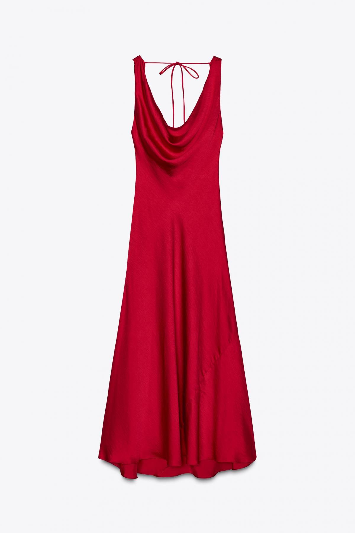 자라 롱 새틴 원피스 2590/987 RED - 상품 이미지