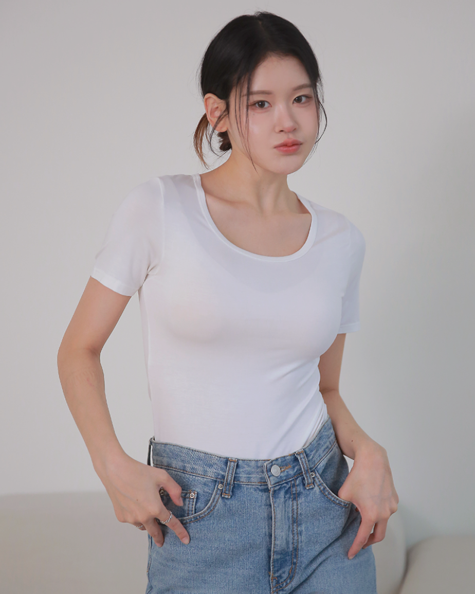 DDO 모달 여성 내복 히트앤웜 상의 긴팔 반팔 겨울 여자 내의 발열 보온 기모이너 슬림핏 - 상세 이미지 5