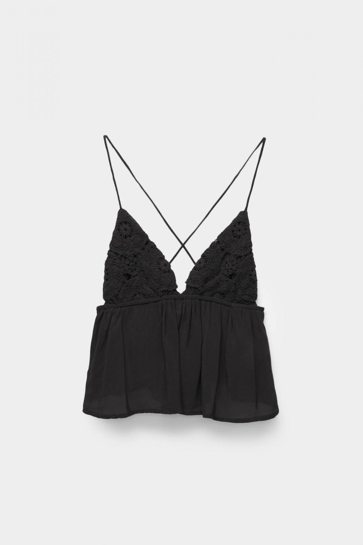 풀앤베어 크로셰 스트랩 백리스 스트랩 탑 7472/305 BLACK - 상품 이미지