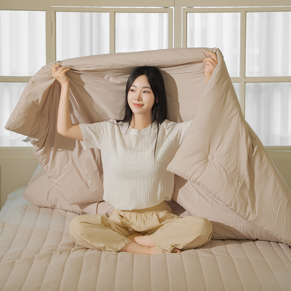 뜨숨 사계절 이불 알러지케어 차렵이불 간절기 가을 신혼 침구 싱글 베이지 - 상세 이미지 2