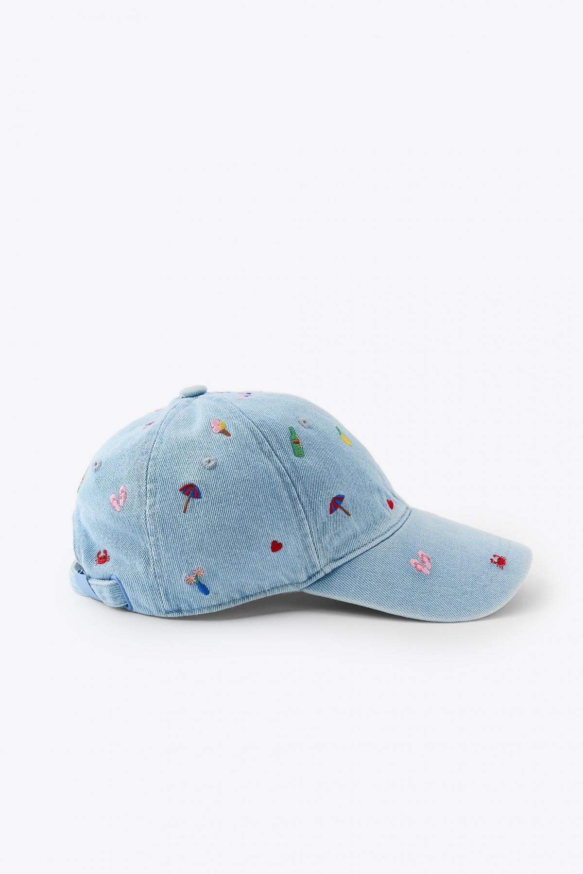 자라 멀티컬러 자수 데님 캡모자 3920/739 BLUE - 상세 이미지 4