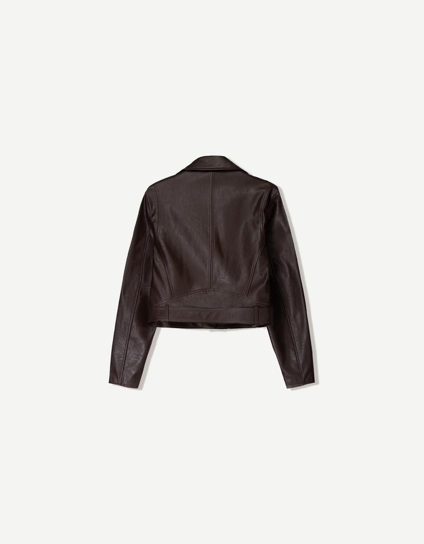 버쉬카 레더 크롭 재킷 1415/741 BROWN - 상세 이미지 5