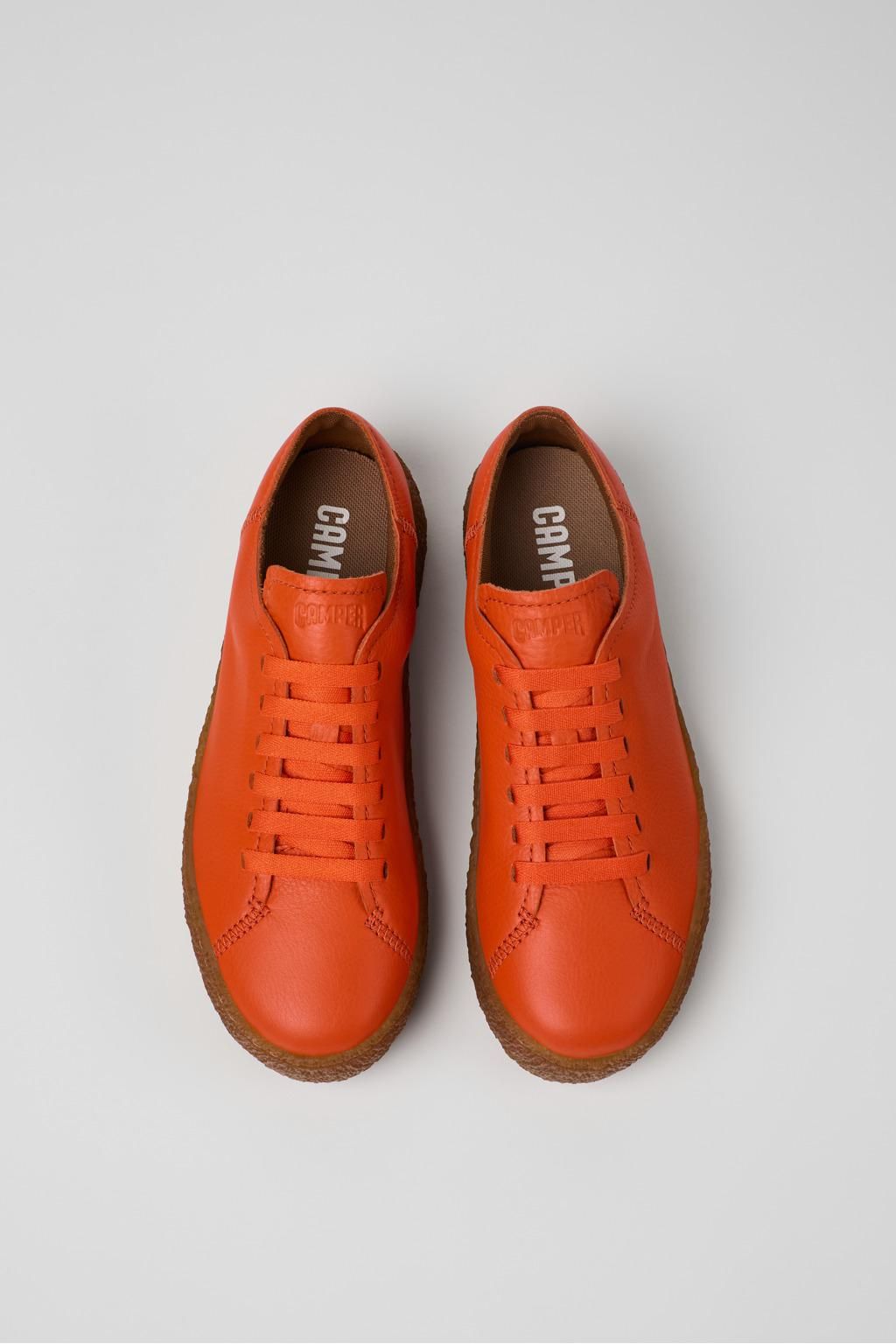캠퍼 오렌지 레더 스니커즈 Peu Terreno K201585-015 ORANGE - 상세 이미지 4