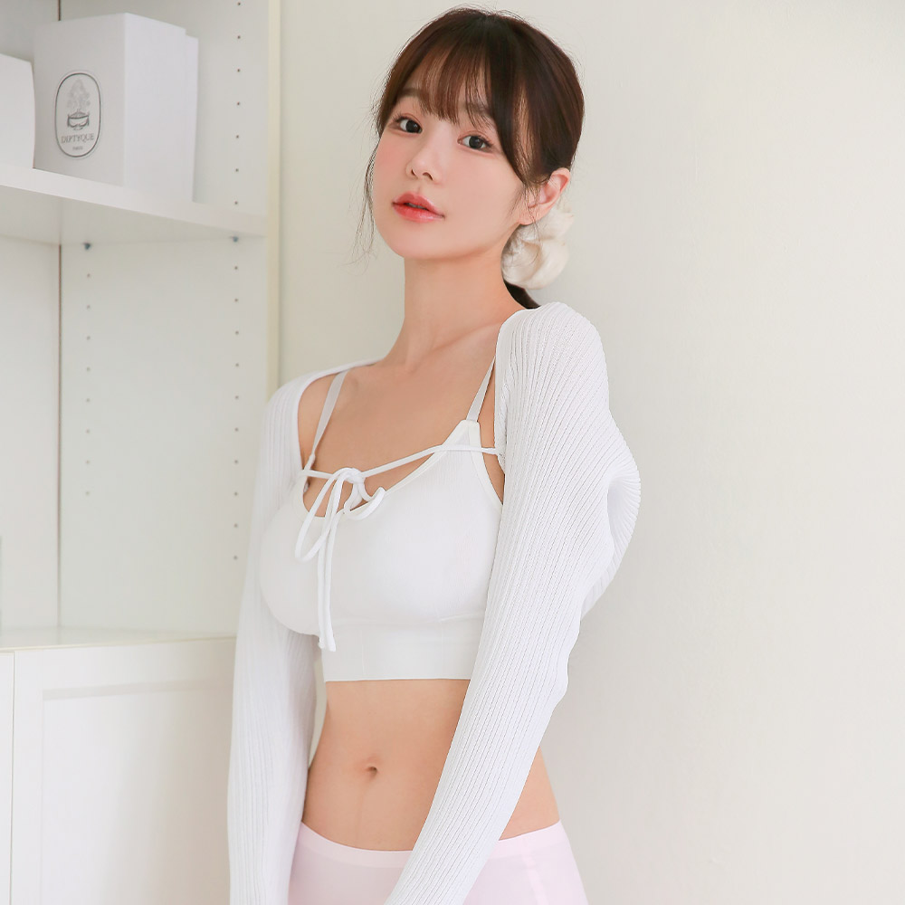 (1+1) 코지랩 크롭 나시 브라렛 데일리 슬림 골지 볼륨업 캡내장 여름 사계절 이너웨어 브라탑 - 상세 이미지 3