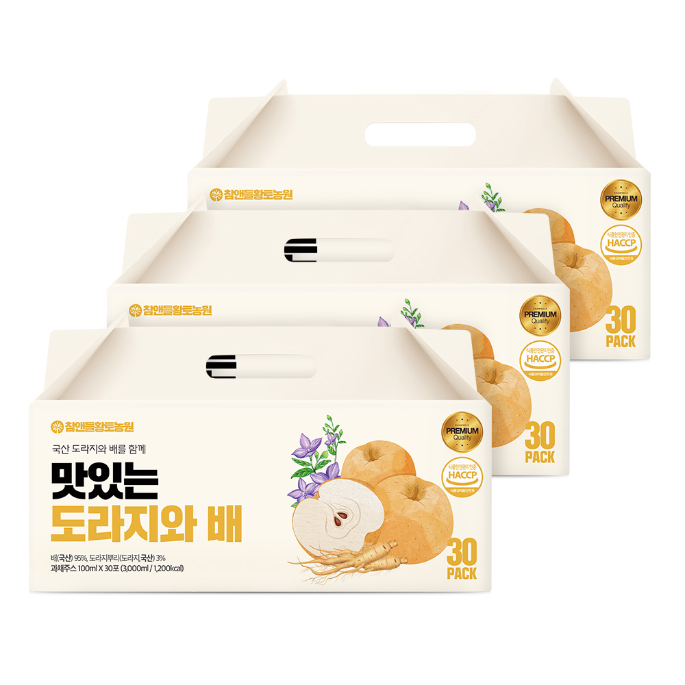 [3+1] 참앤들황토농원 맛있는 도라지와 배즙 100ml 30포, 3개 - 상품 이미지