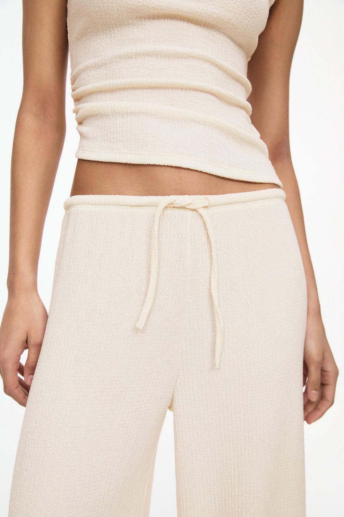 풀앤베어 와이드핏 크레이프 밴딩 와이드 팬츠 3680/370 ECRU - 상세 이미지 5