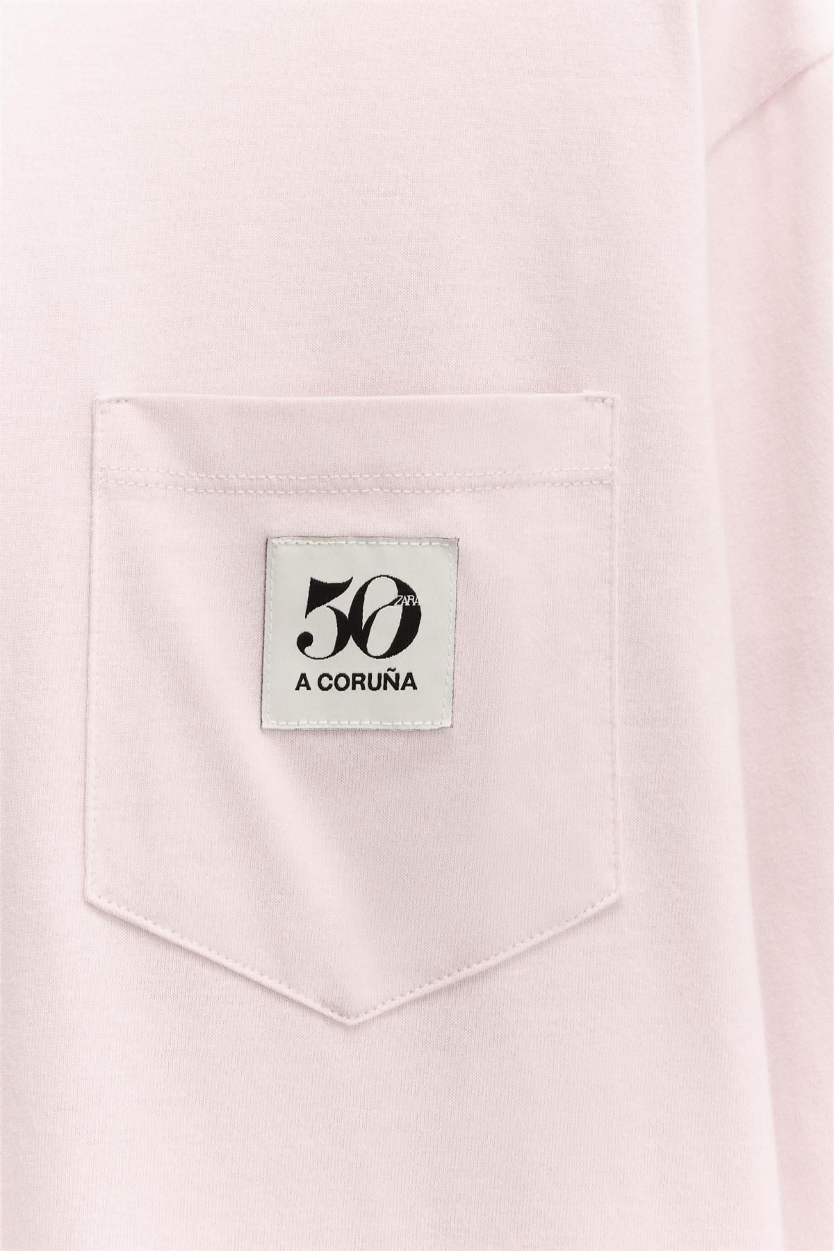 자라 라이트핑크 50주년 패치 포켓 코튼 긴팔 티셔츠 0085/012 PASTEL PINK - 상세 이미지 3
