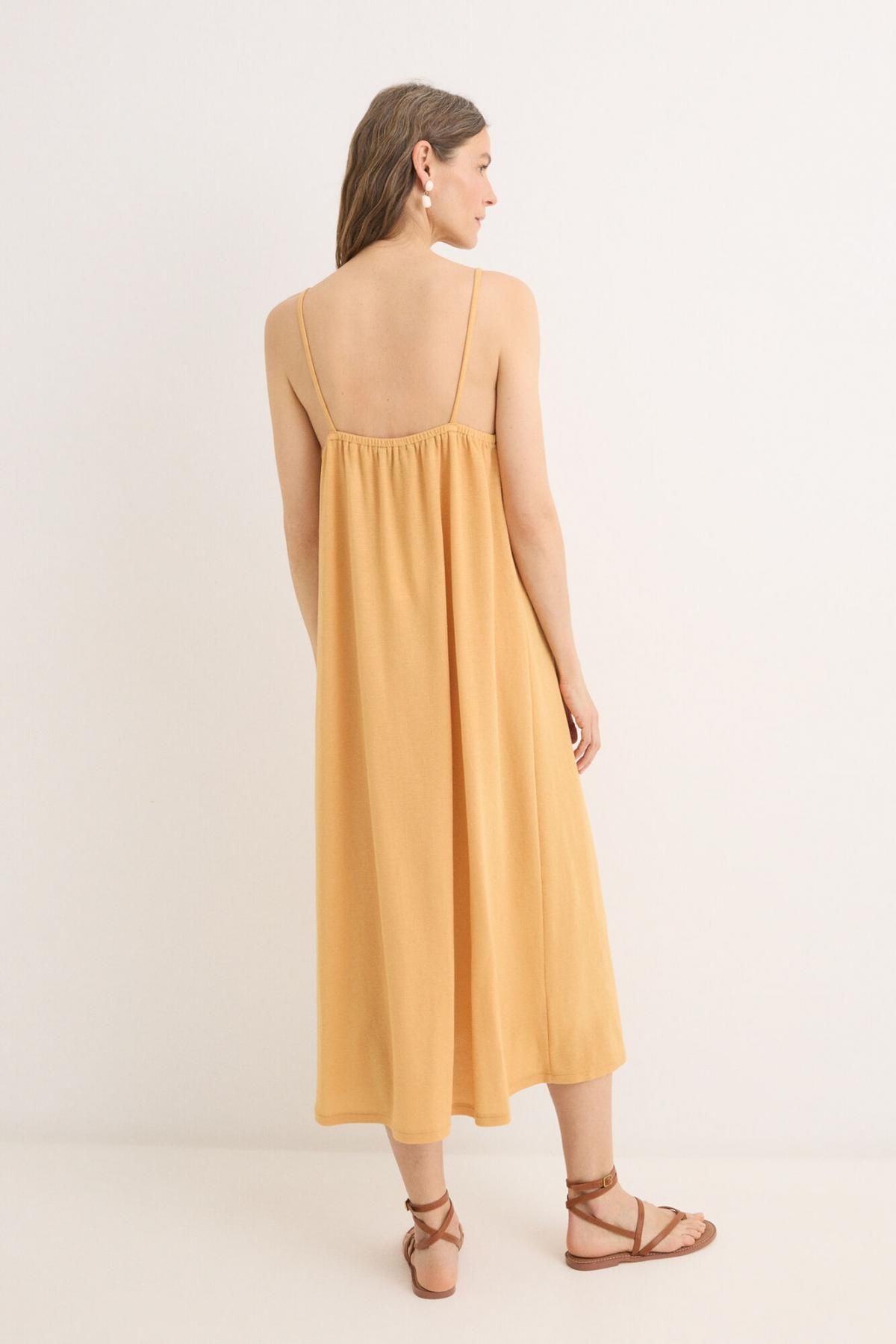 꼬르떼피엘 코튼 레이스 콤비 미디 원피스 브이넥 5202671 AMARILLO - 상세 이미지 5