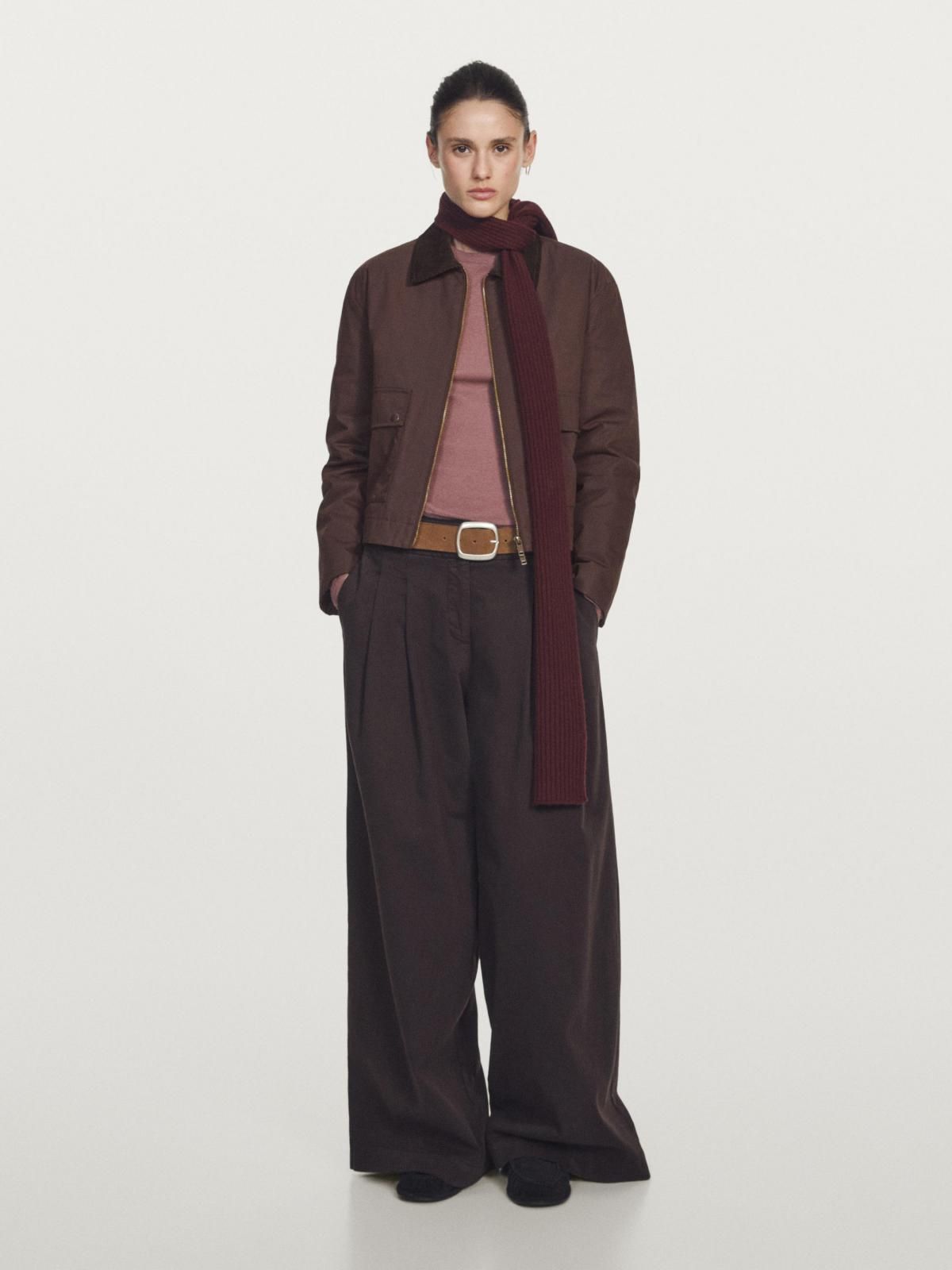 마시모두띠 테크니컬 코듀로이 카라 크롭 재킷 6729/721 BURGUNDY - 상세 이미지 2