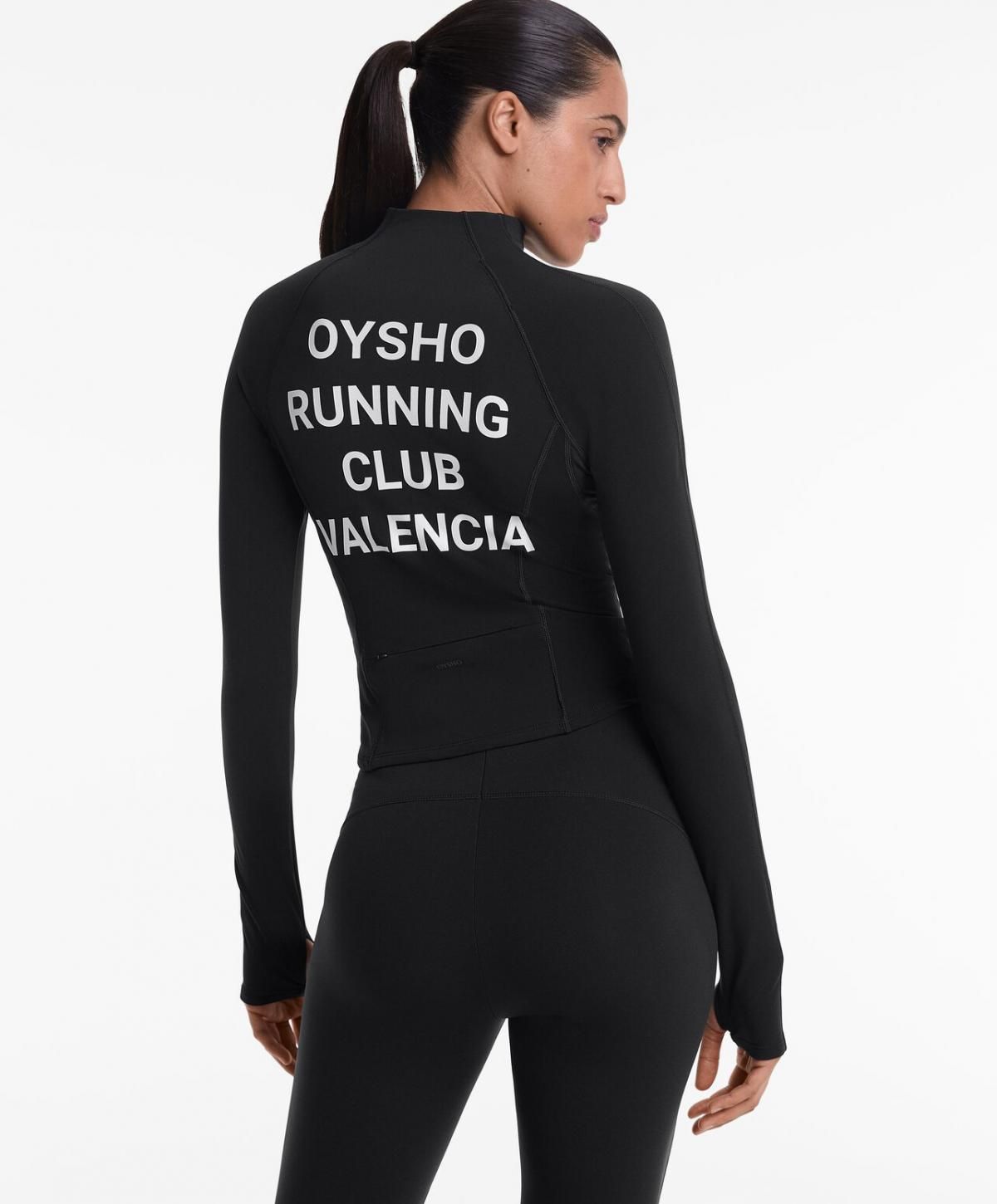 오이쇼 테크니컬 러닝 웜 집업 재킷 OYSHO RUNNING CLUB VALENCIA 8184/953 BLACK - 상세 이미지 2