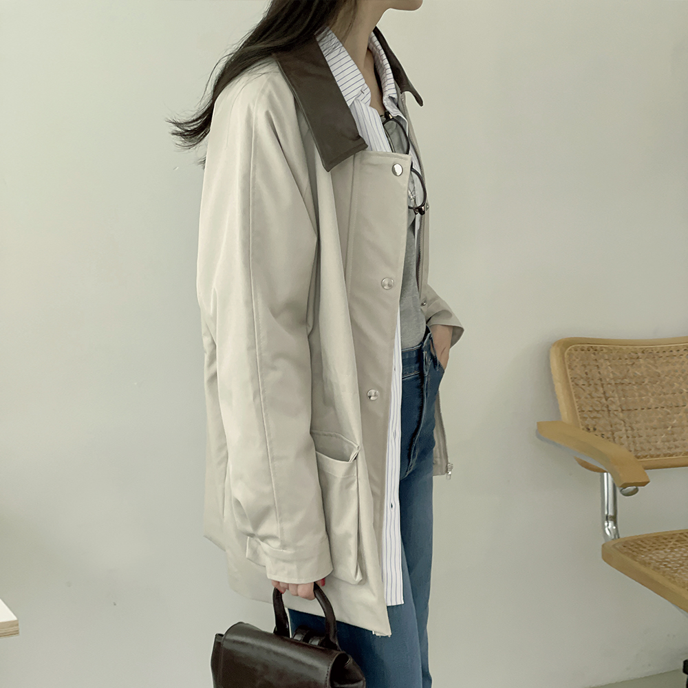 워크자켓 카라배색자켓 가을자켓 - 상세 이미지 4