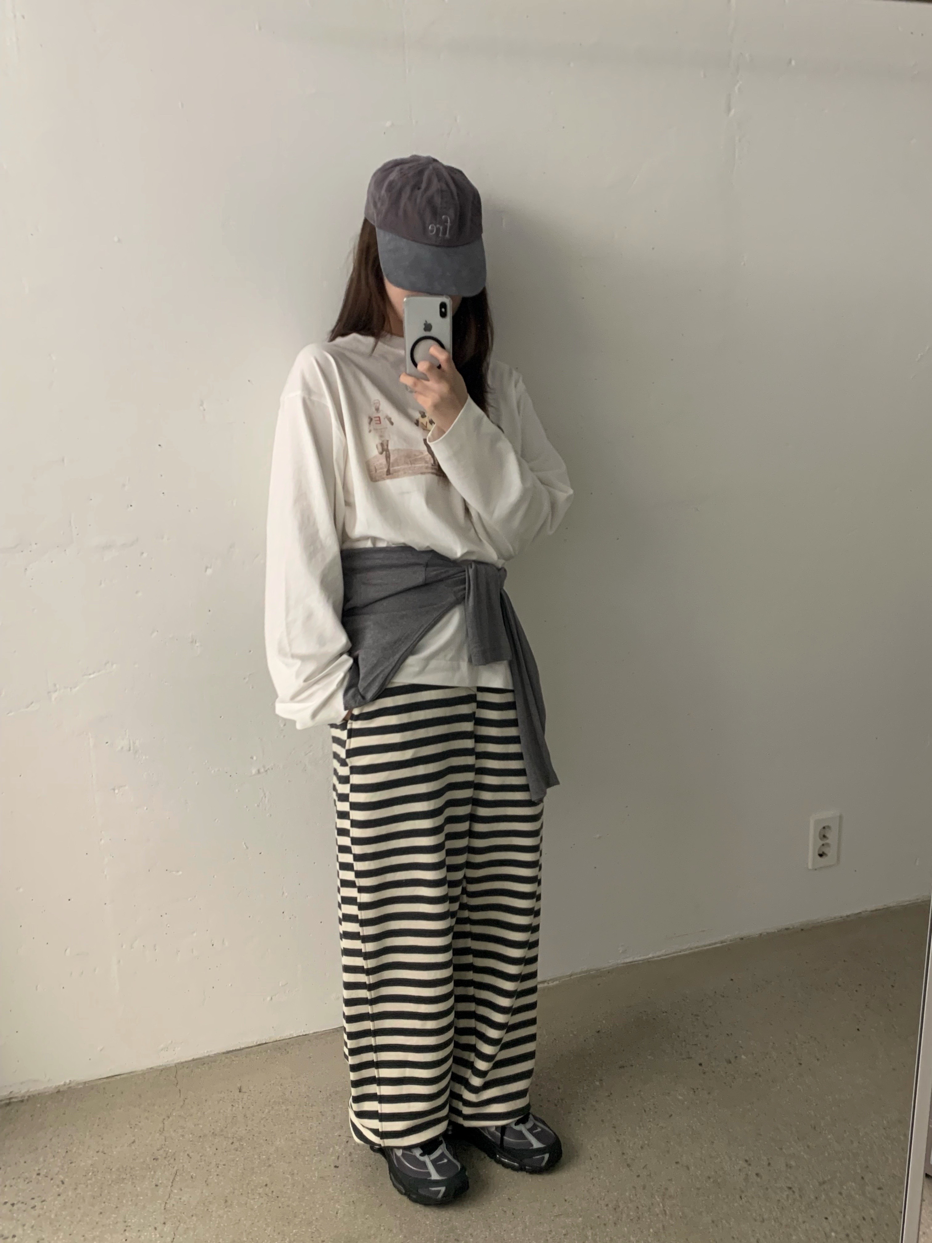 [당일발송] 바스켓 올데이 조거팬츠 브리프 스트라이프 와이드 밴딩팬츠 (3c) - 상세 이미지 4