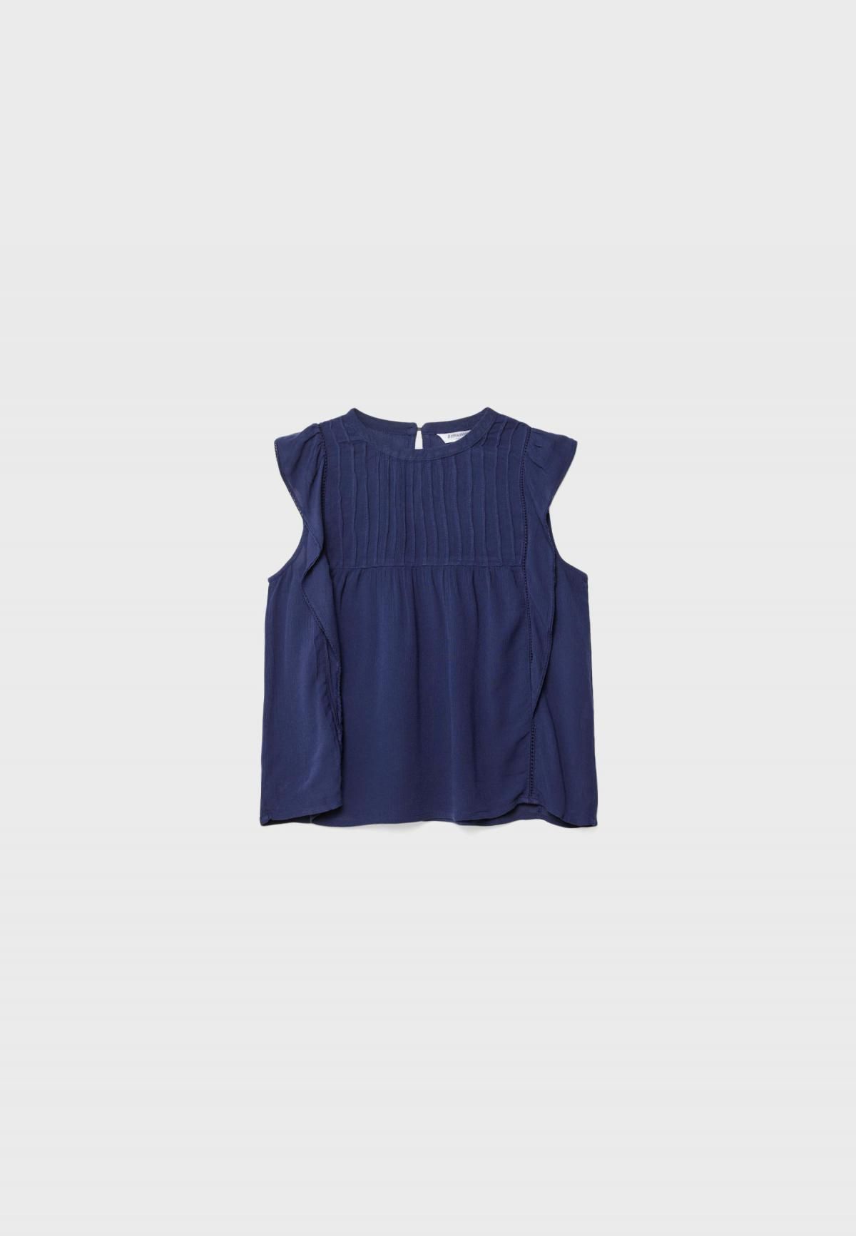 스트라디바리우스 러플 디테일 플루이드 민소매 블라우스 2065/714 NAVY BLUE - 메인 이미지