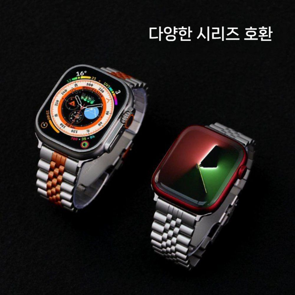 애플워치11 울트라3 se3 스트랩 금속 5비드 스테인리스 스틸 메탈 밴드 - 상세 이미지 5
