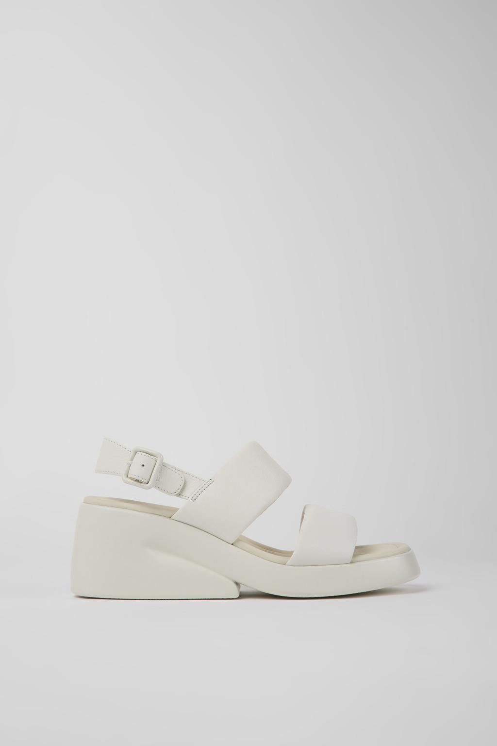 캠퍼 화이트 레더 웨지 스트랩 샌들 Kaah K201352-009 WHITE - 메인 이미지