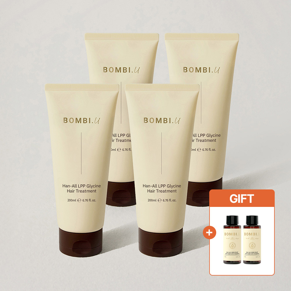 봄비유 한올 무실리콘 엘피피 단백질 글라이신 탈모 완화 헤어 트리트먼트 200ml 4개 - 메인 이미지