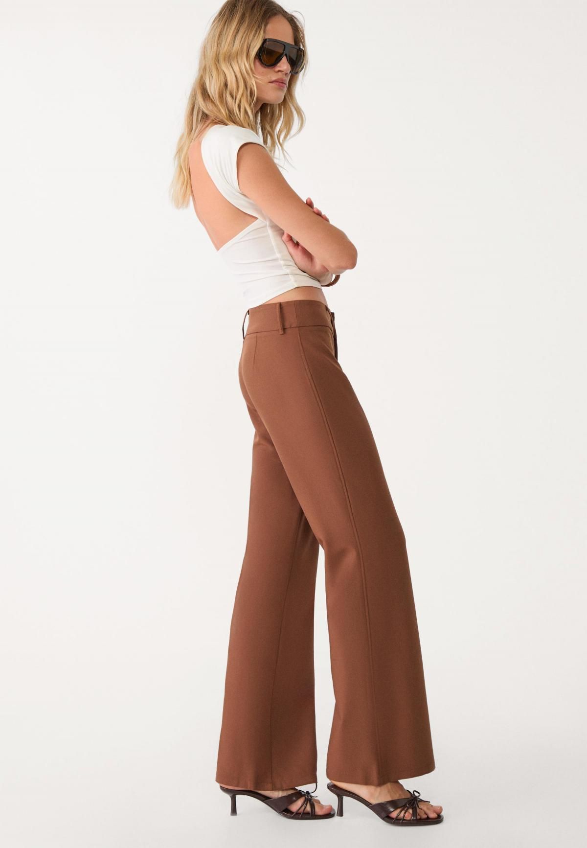 스트라디바리우스 트렌디 로우라이즈 플레어 팬츠 브라운 4501/473 BROWN - 상세 이미지 5