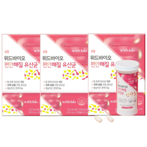 (여성질유래유산균) 위드바이오 편안해질 유산균 350mg 30캡슐, 3개 - 상품 이미지