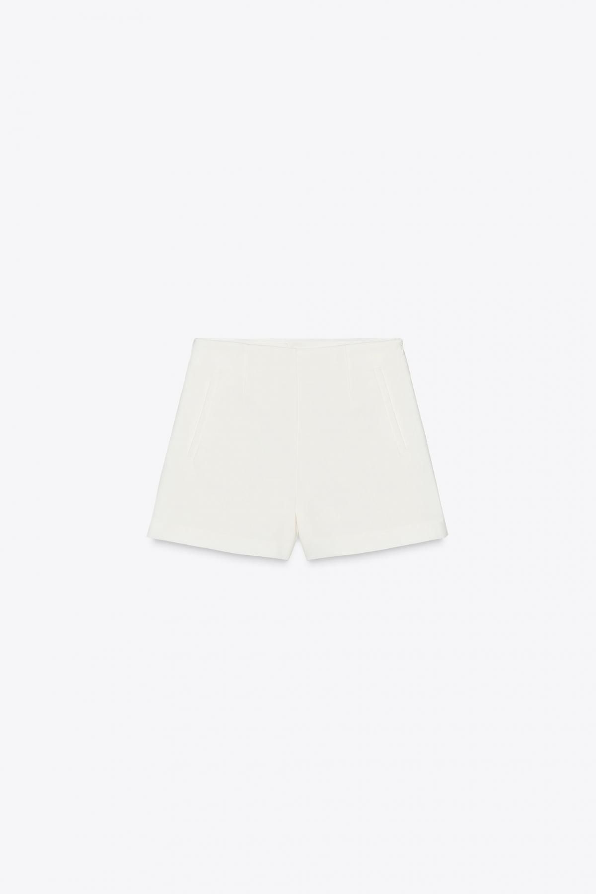 자라 하이웨이스트 미니멀 버뮤다 쇼츠 1478/136 WHITE - 메인 이미지
