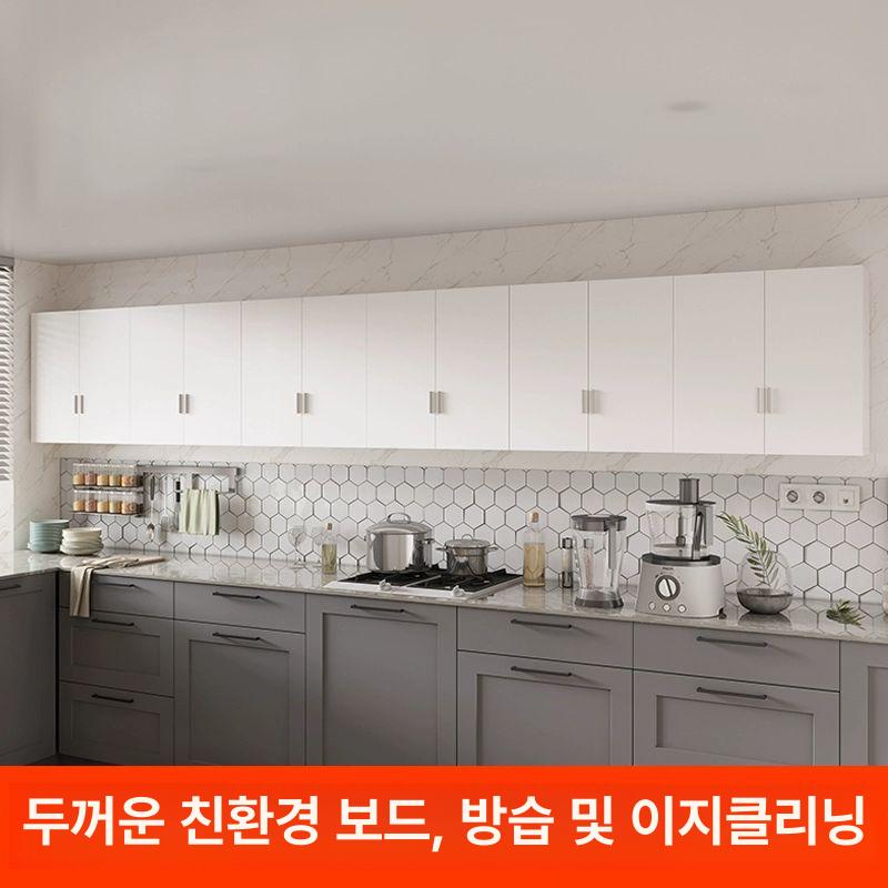 주방 상부장 상부 벽걸이 단문형 수납장 홈카페 그릇 화이트 진열 - 상세 이미지 2
