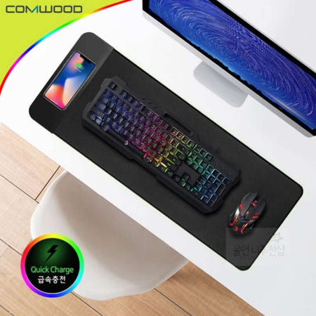 [프리지아] 15W 급속충전 마우스패드 장패드 800x300x3mm 고속무선충전패드 고속무선충전기 키보드패드 춘식이마우스패드 컴퓨터마우스패드