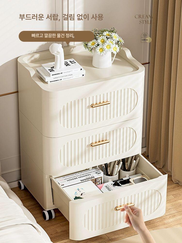다기능 서랍형 수납장 거실 틈새 수납 가정용 이동식 플라스틱 서랍장 7단 캐비닛 면폭 35cm 높고 두꺼움 무취 3단 - 상세 이미지 3