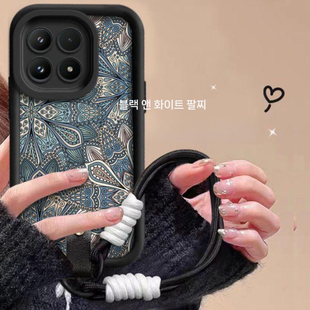 샤오미 17 프로 맥스 케이스 칠보 패턴 실리콘 가죽 커버 로프 스트랩 - 상세 이미지 3