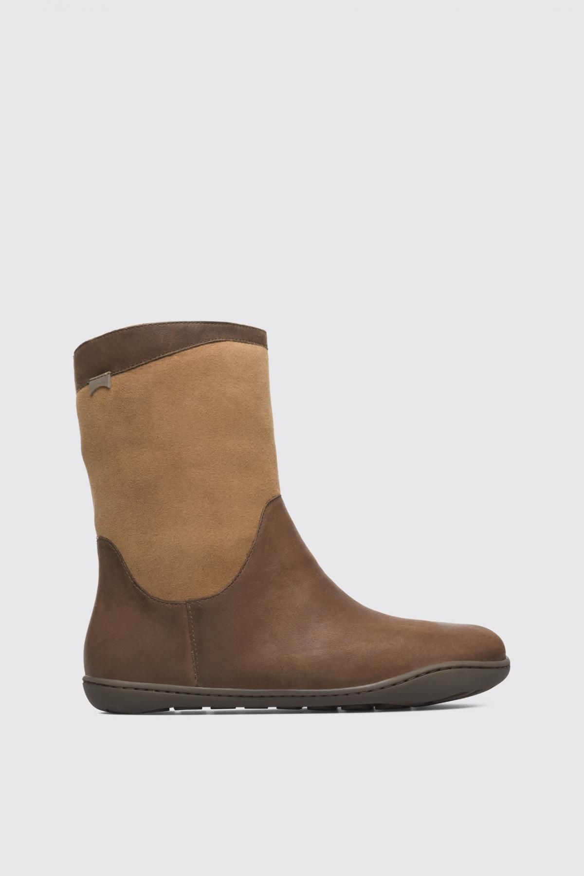캠퍼 컴포트 베어풋핏 레더 미들부츠 Peu K400048-005 BROWN - 메인 이미지