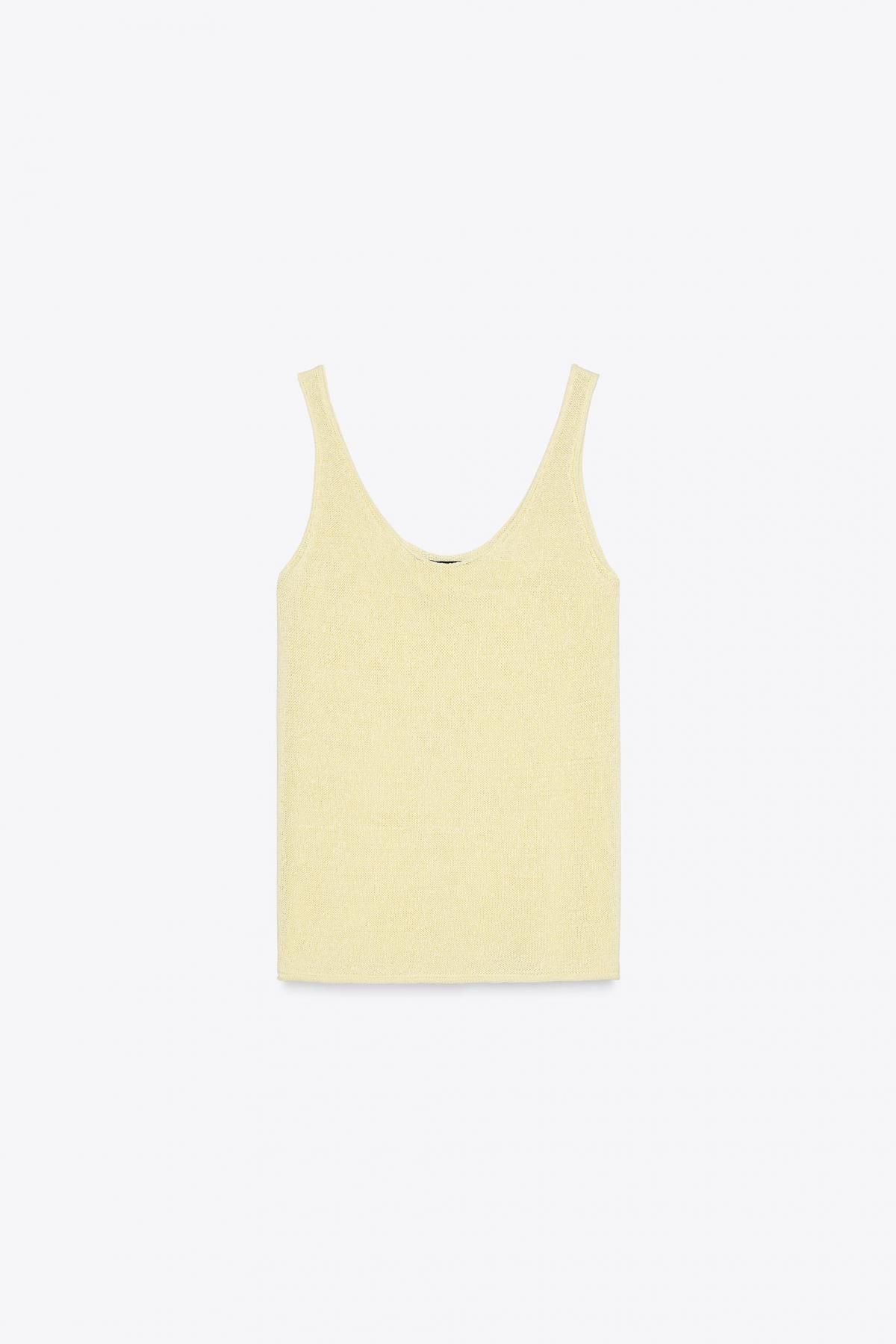 자라 린넨블렌드 슬림핏 민소매 니트탑 3920/251 LIGHT YELLOW - 상품 이미지