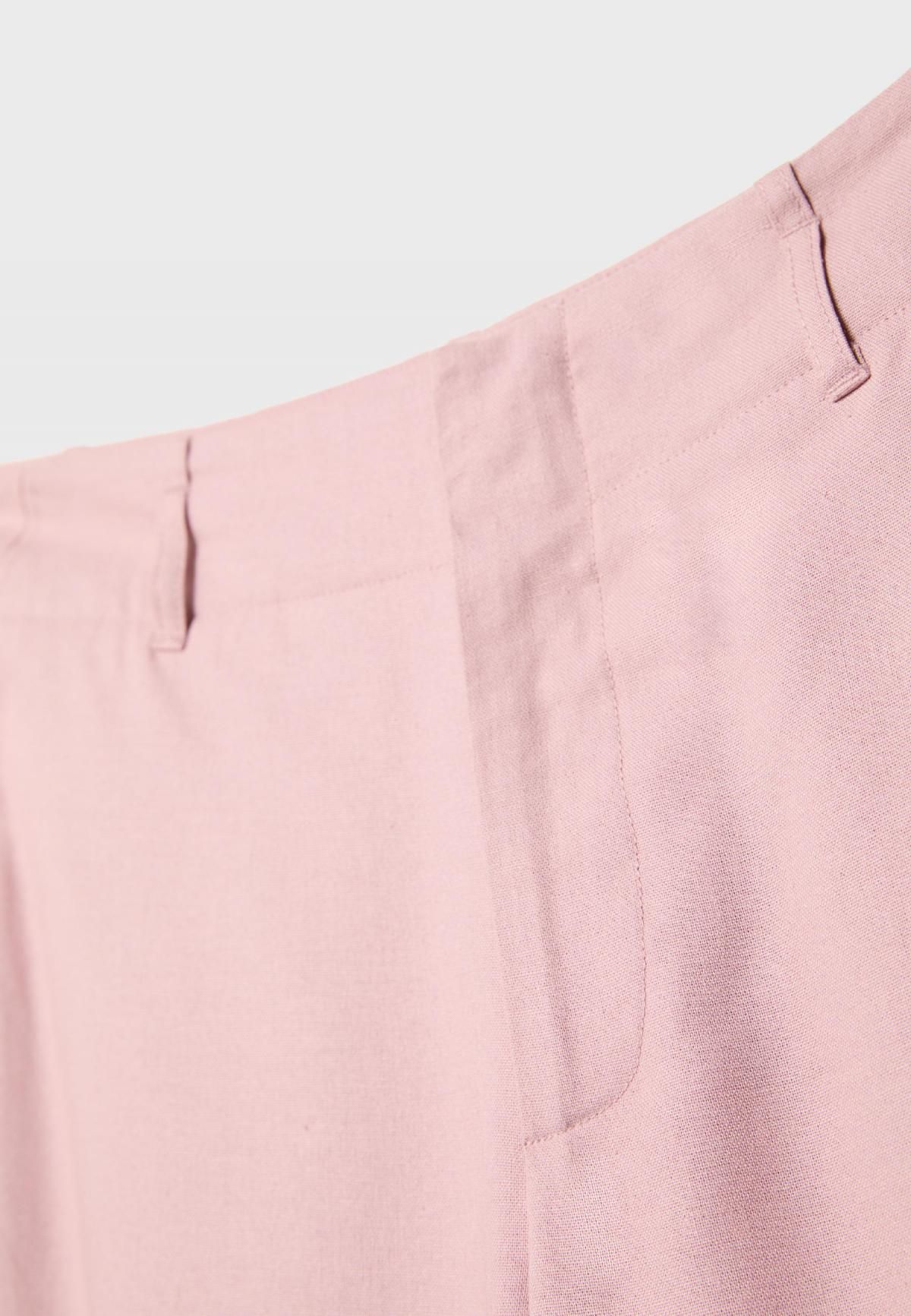 스트라디바리우스 페미닌 린넨 블렌드 하이웨이스트 스트레이트 와이드 슬랙스 팬츠 4020/100 DARK FUCHSIA - 상세 이미지 4