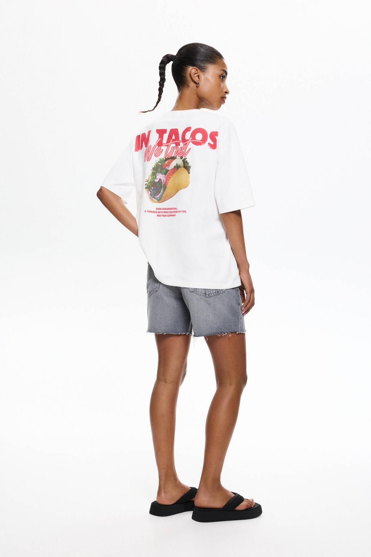 풀앤베어 그래픽 오버핏 반팔 티셔츠 Taco 7150/231 ICE - 상세 이미지 3
