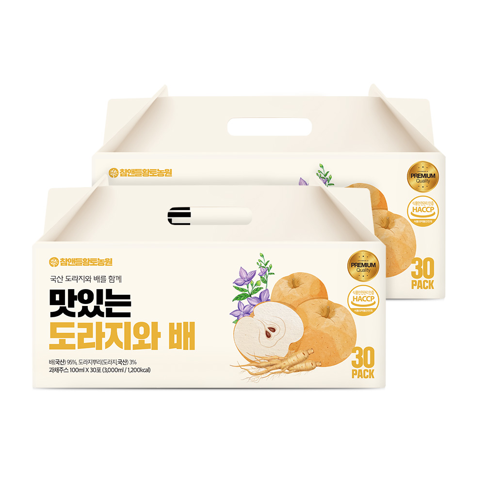 참앤들황토농원 맛있는 도라지와 배즙 100ml 30포, 2개 - 메인 이미지