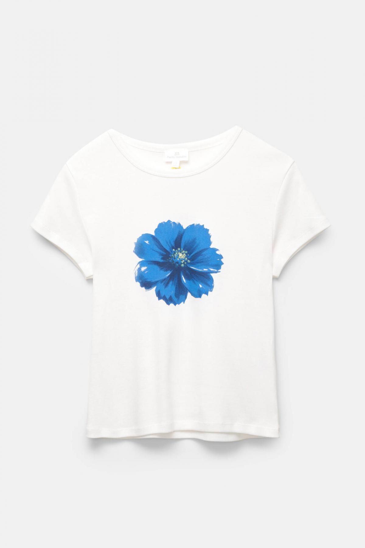 풀앤베어 플라워그래픽 크롭 반팔 티셔츠 7150/404 OFF WHITE - 상품 이미지