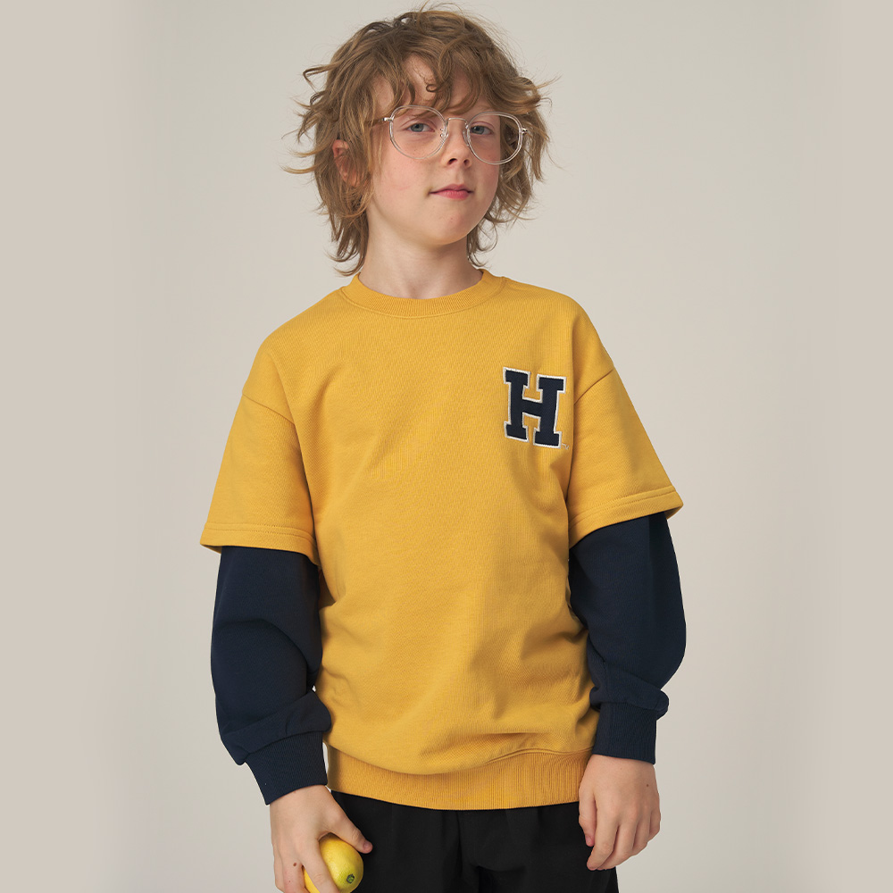 하버드키즈 데일리 소매 포인트 맨투맨 B5F003 - 상세 이미지 2