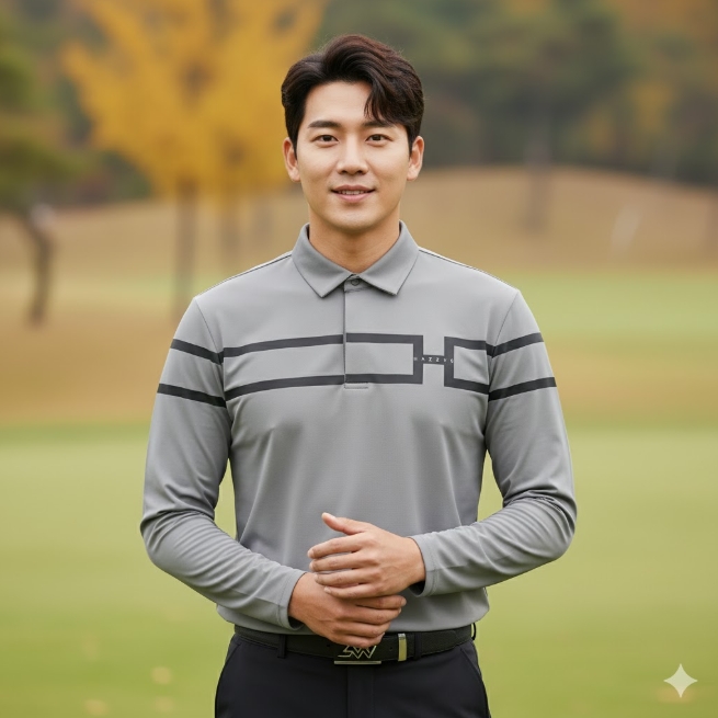 [무료반품] 헤지스골프 가을 남자 스판 골프웨어 카라티셔츠 그레이, 110 - 상품 이미지