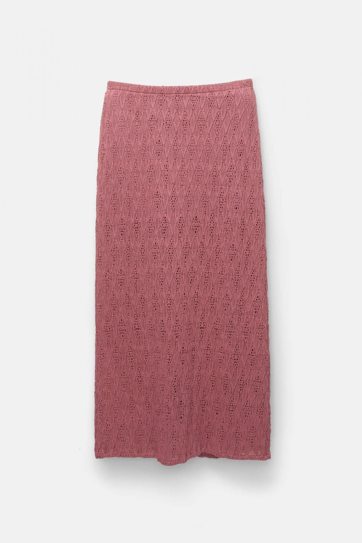풀앤베어 웨이스트밴드 컷워크 니트 롱 스커트 7400/331 DARK PINK - 메인 이미지