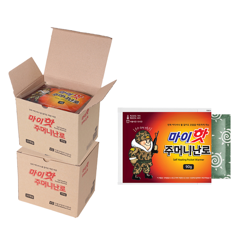 25년제조 마이핫 NEW 주머니 난로 군용핫팩 보온대 군대 군인 흔드는 손난로 90g, 40개 - 메인 이미지