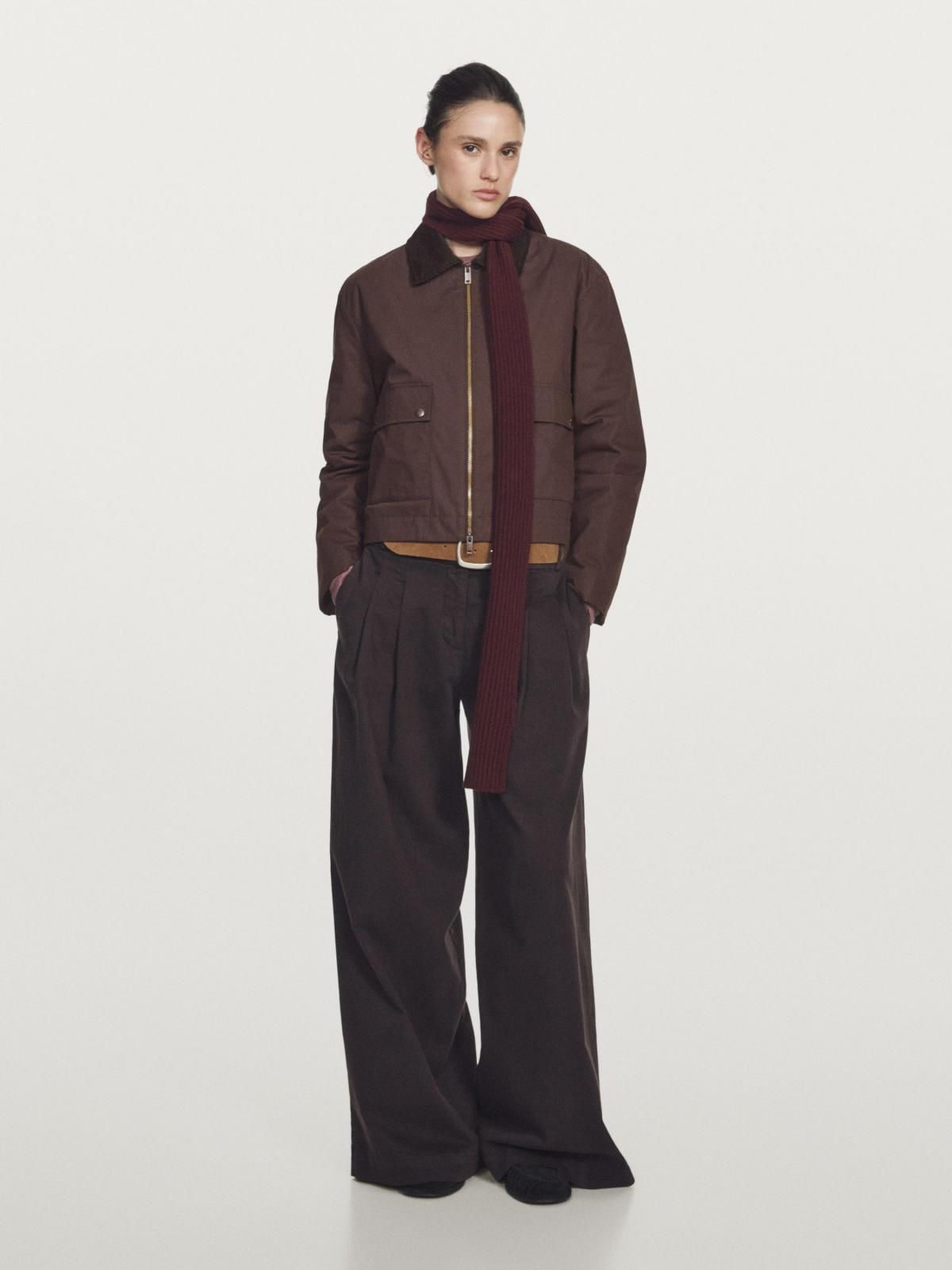 마시모두띠 테크니컬 코듀로이 카라 크롭 재킷 6729/721 BURGUNDY - 상세 이미지 4