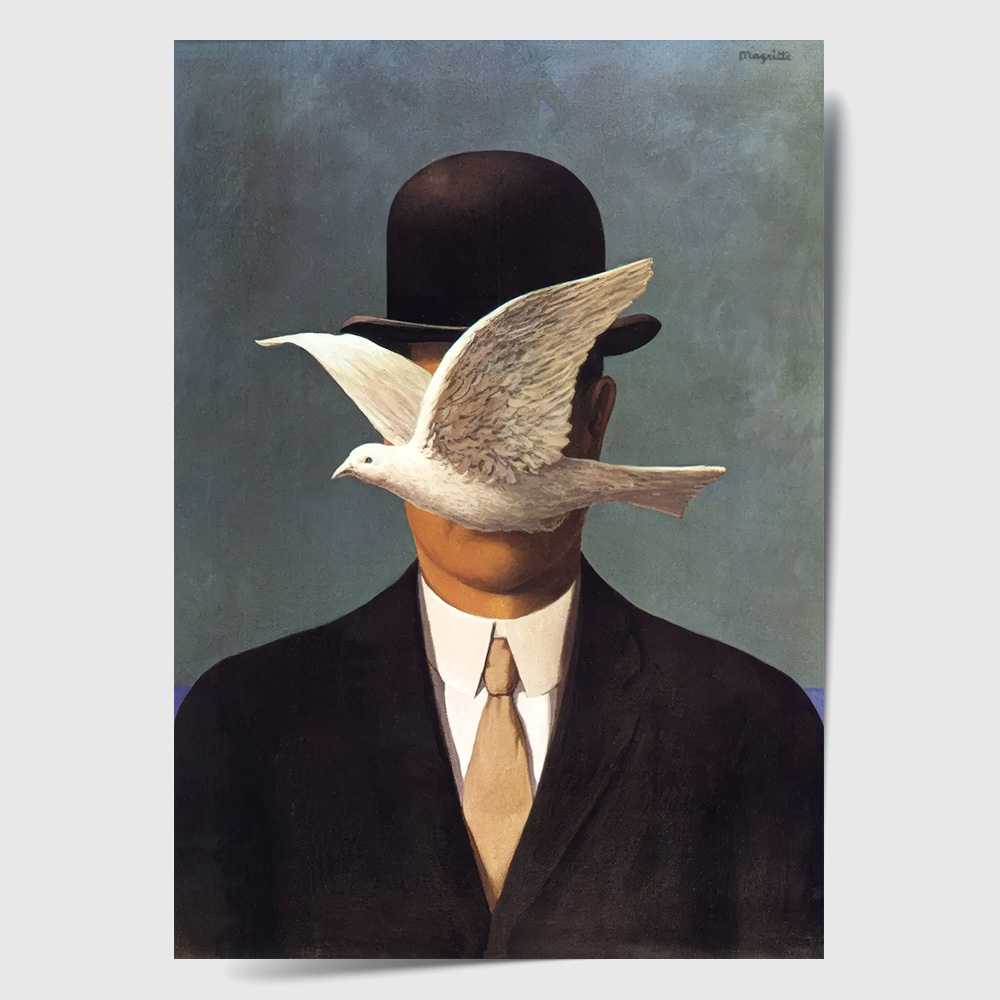 르네 마그리트 인테리어 그림 액자 포스터 명화 Man in a Bowler Hat 1964 - 상세 이미지 3