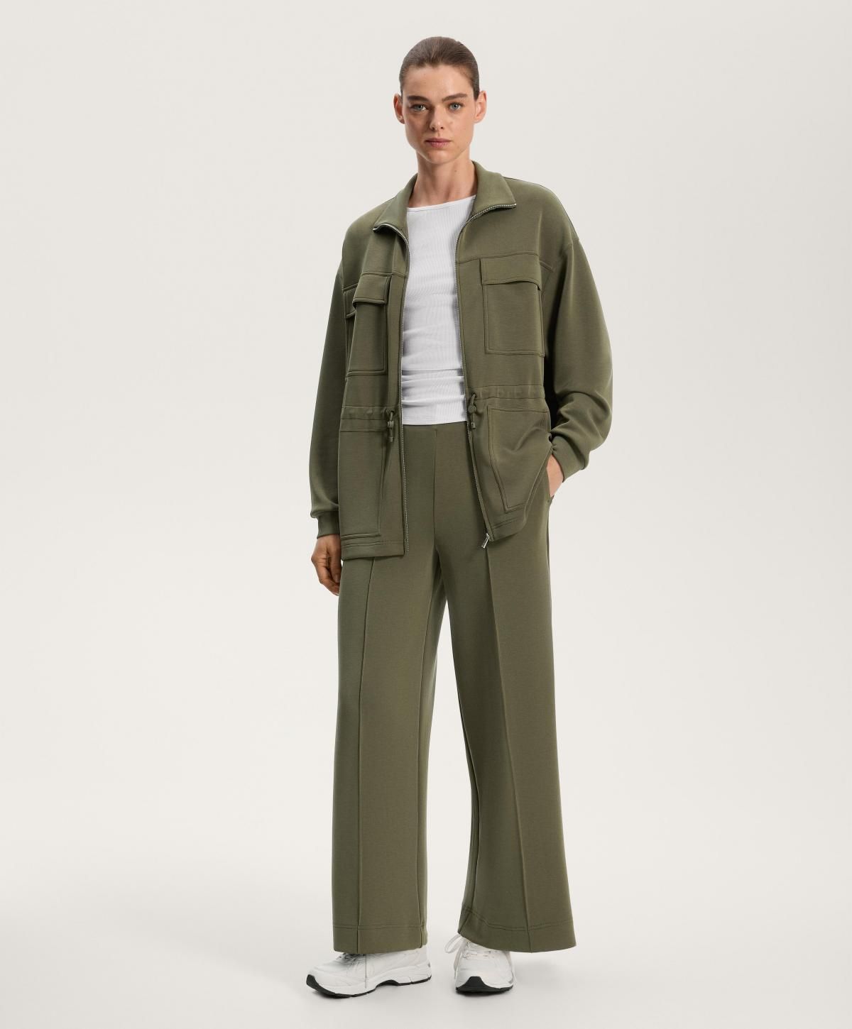 오이쇼 소프트 모달 포켓 집업 스트링 롱 재킷 2913/791 KHAKI - 상세 이미지 3