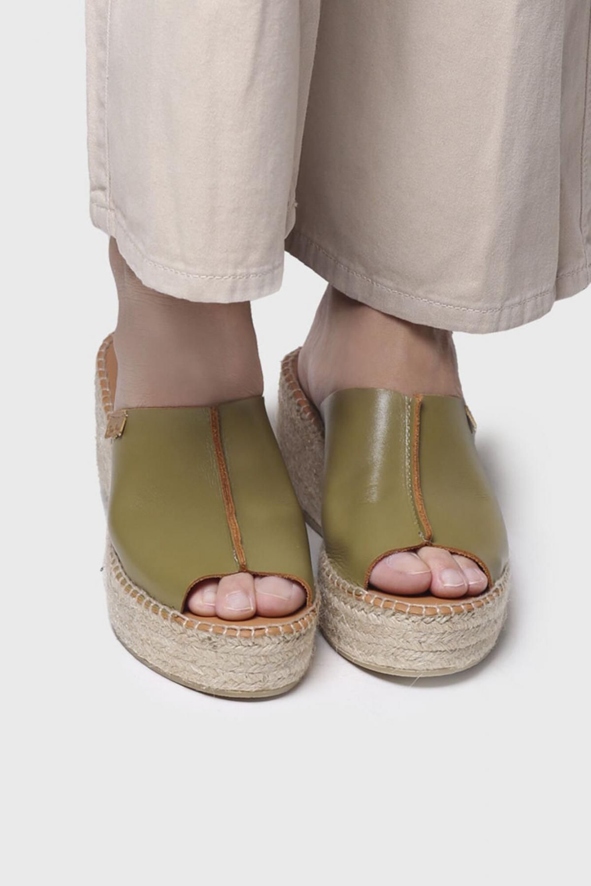 토니폰즈 에스파드류 웨지힐 천연가죽 뮬 샌들 IVONNE 4183281 KAKI - 상세 이미지 3