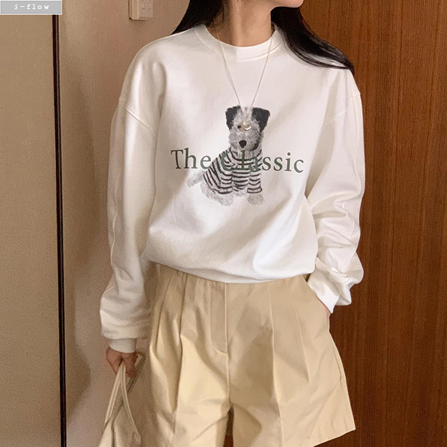 페이프 퍼피 클래식 루즈핏 맨투맨 3ol 가을 겨울 간절기 오버핏 레터링 제이플로우 - 상품 이미지